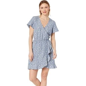 J CREW Floral Ruffle V-Neck Dress